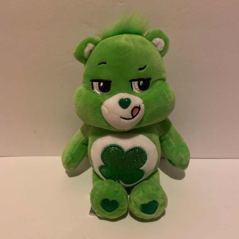 Care Bears 14" Green GOOD LUCK BEAR Grumpy Sassy Face Plush Basic Fun 2022